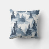 Misty Blue Watercolor Forest クッション (裏面)
