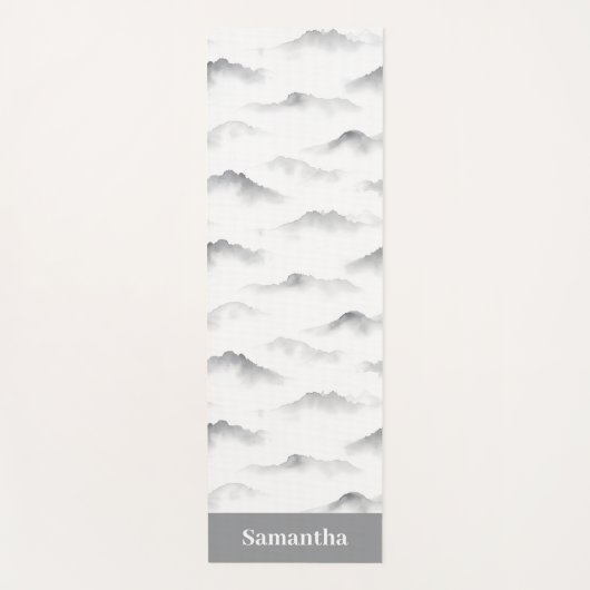 Misty Brushstroke Texture Zen Ink ヨガマット (正面)