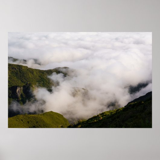 Misty clouds over the mountains in Madeira island ポスター (正面)