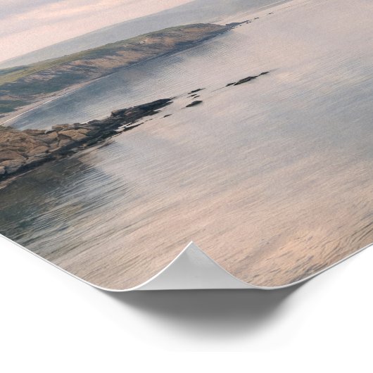 Misty Coastal Ocean Cliffs Pastel Sky Landscape ポスター (角)
