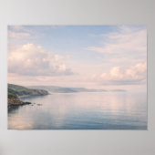 Misty Coastal Ocean Cliffs Pastel Sky Landscape ポスター (正面)