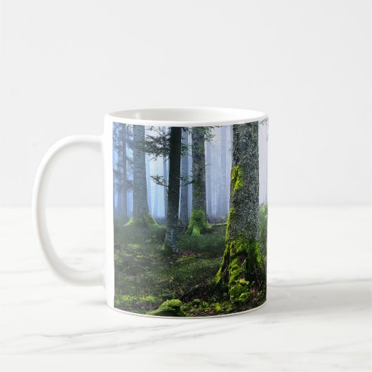 Misty Dawn Forest Photo コーヒーマグカップ (左)
