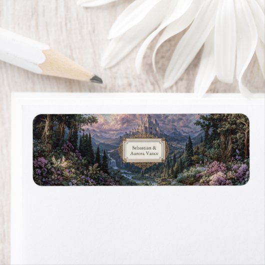 Misty Fairytale Castle Mountain Valley ラベル (インサイチュ)