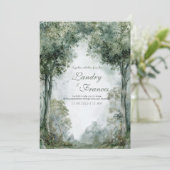 Misty Forest Archway Serene Mountain Landscape 招待状 (スタンド正面)