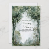 Misty Forest Archway Serene Mountain Landscape 招待状 (正面/裏面)