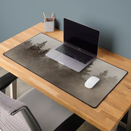 Misty forest, dark nature theme デスクマット