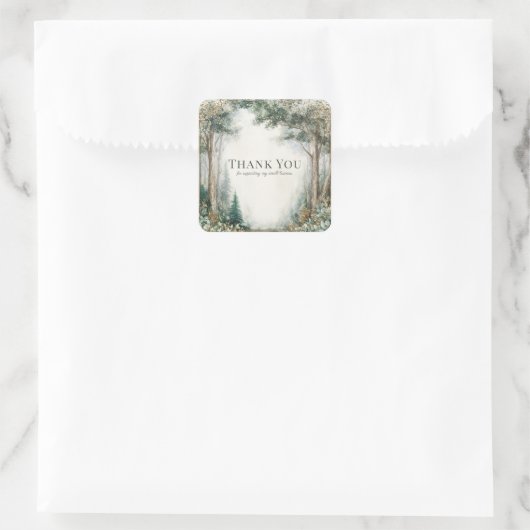 Misty Forest Eucalyptus Gold Sparkle Rustic スクエアシール (バッグ)