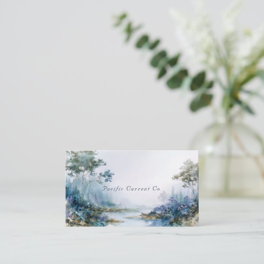 Misty Forest Gold Accented Serene Landscape 名刺 (スタンド正面)