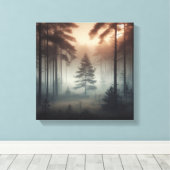 Misty Forest Landscape Wall Art, Tranquil Nature  キャンバスプリント (インサイチュ (ウッドフロア))