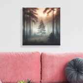 Misty Forest Landscape Wall Art, Tranquil Nature  キャンバスプリント (インサイチュ (リビング))