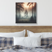 Misty Forest Landscape Wall Art, Tranquil Nature  キャンバスプリント (インサイチュ (寝室))
