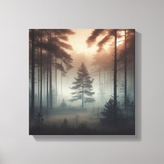 Misty Forest Landscape Wall Art, Tranquil Nature  キャンバスプリント (正面)