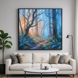 Misty Forest Mystic Path  - Pastel Painting Style ポスター