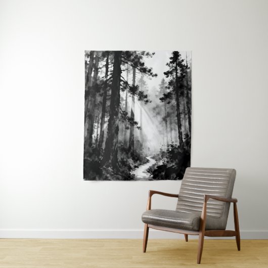 Misty Forest Path Tapestry | Sunlight Through Pine タペストリー (インサイチュ)