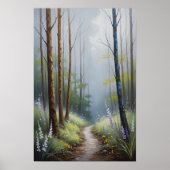 Misty Forest Path with Sunlight Atmospheric Nature ポスター (正面)
