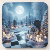 Misty Graveyard Christmas | Gothic Holiday Decor コースター (正面)