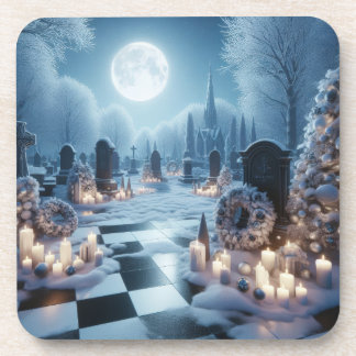 Misty Graveyard Christmas | Gothic Holiday Decor コースター