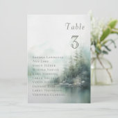 Misty green forest Wedding Table Seating Card 招待状 (スタンド正面)