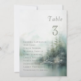 Misty green forest Wedding Table Seating Card 招待状