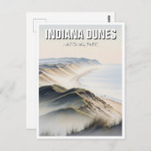 Misty Indiana Dunes National Park Travel ポストカード (正面/裏面)