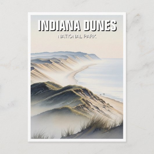 Misty Indiana Dunes National Park Travel ポストカード (正面)