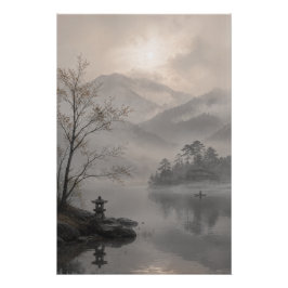 Misty Japanese Mountain Wall Art Poster ポスター
