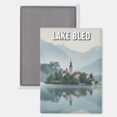 Misty Lake Bled Slovenia マグネット (正面/裏面)
