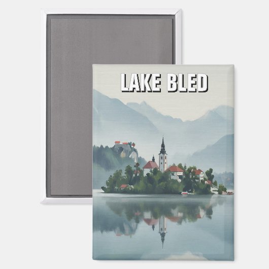 Misty Lake Bled Slovenia マグネット (正面/裏面)