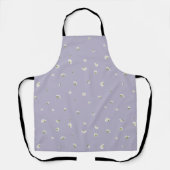 Misty Lavender White Cosmos Floral Pattern エプロン (正面)