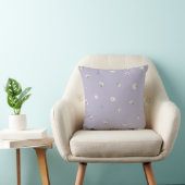 Misty Lavender White Cosmos Floral Pattern クッション (椅子)