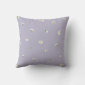 Misty Lavender White Cosmos Floral Pattern クッション (裏面)