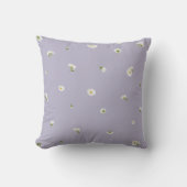 Misty Lavender White Cosmos Floral Pattern クッション (正面)