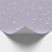 Misty Lavender White Cosmos Floral Pattern ラッピングペーパー (角)