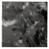 Misty Marble Abstract Pattern Dark B&W ID705a タイル (正面)