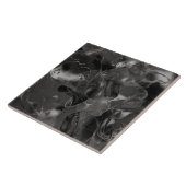 Misty Marble Abstract Pattern Dark B&W ID705a タイル (側面)