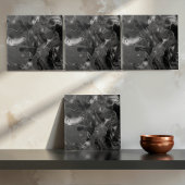Misty Marble Abstract Pattern Dark B&W ID705a タイル