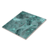 Misty Marble Abstract Pattern Dark Teal ID705a タイル (側面)