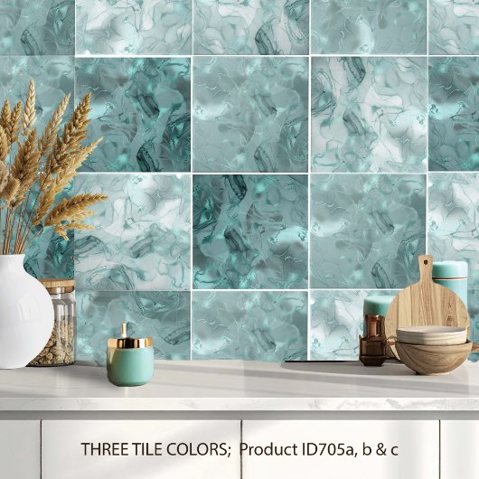 Misty Marble Abstract Pattern Dark Teal ID705a タイル