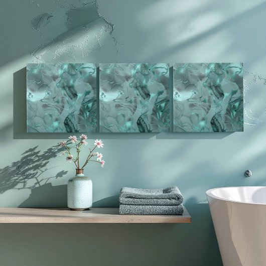 Misty Marble Abstract Pattern Dark Teal ID705a タイル