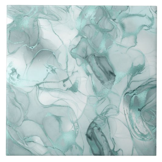 Misty Marble Abstract Pattern Light Teal ID705c タイル (正面)