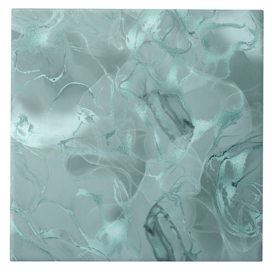 Misty Marble Abstract Pattern Med Teal ID705b タイル (正面)