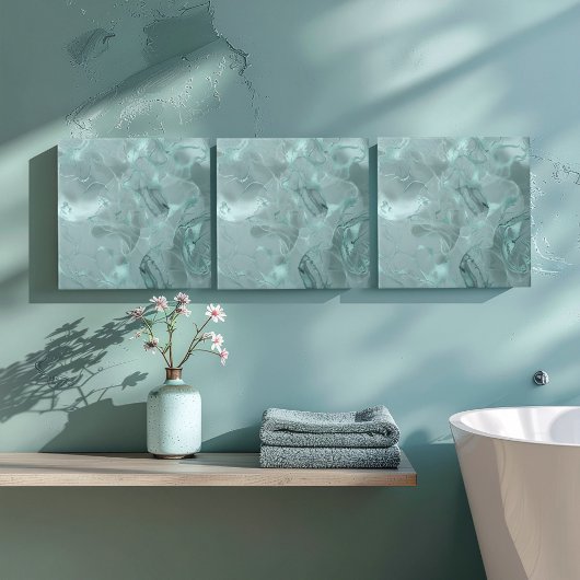 Misty Marble Abstract Pattern Med Teal ID705b タイル