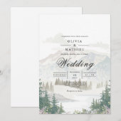 Misty Mountain Landscape Wedding 招待状 (正面/裏面)