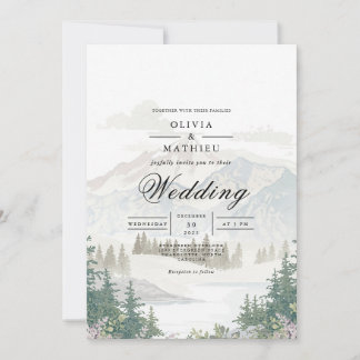Misty Mountain Landscape Wedding 招待状