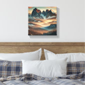 Misty Mountain Stretched Canvas Print Wall Art キャンバスプリント (インサイチュ (寝室))