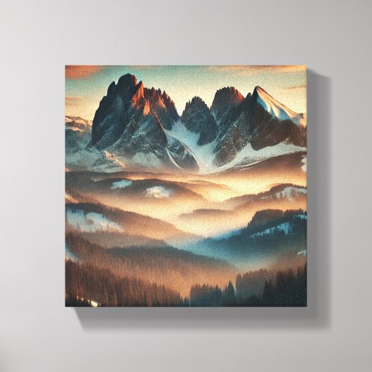 Misty Mountain Stretched Canvas Print Wall Art キャンバスプリント (正面)