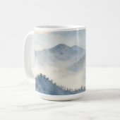 Misty Mountain Watercolor Landscape コーヒーマグカップ (正面左)