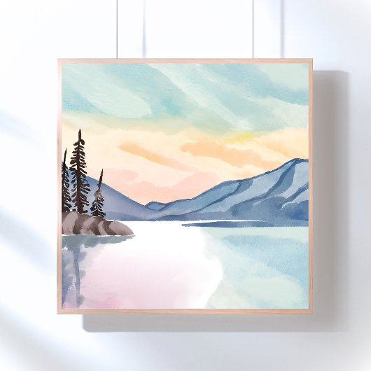 Misty Mountains | Lake Tahoe Watercolor ポスター