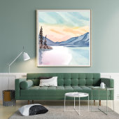 Misty Mountains | Lake Tahoe Watercolor ポスター