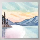 Misty Mountains | Lake Tahoe Watercolor ポスター (正面)